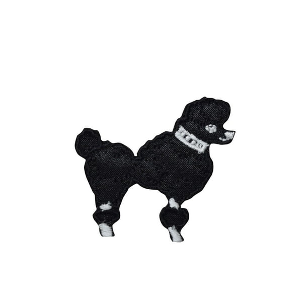 Facing Right Poodle Dog Applique Patch 3-Pack, Small, Iron on White